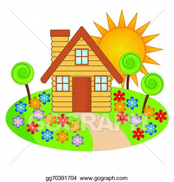 Vector Art - House with a flowering garden. Clipart Drawing ...