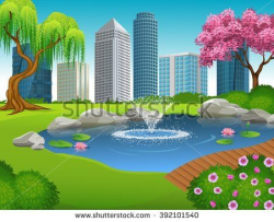 Vector cartoon illustration of a beautiful country home and garden ...
