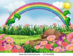 beautiful garden with rainbow background clipart 2 | Clipart Station