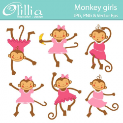 Have a party? With these adorable monkey girls clipart you will ...