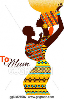 EPS Illustration - Beautiful silhouette of black african mother and ...