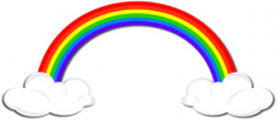 Rainbow Clipart Image - Beautiful Rainbow with Puffy Clouds at Each End