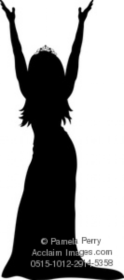 Clip Art Image of Silhouette of a Beauty Pageant Winner