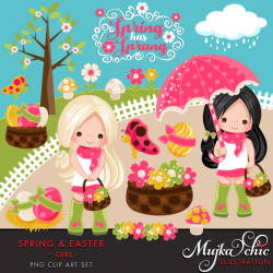 Easter & Spring Clipart for Girls | Mujka Clipart, Printable ...
