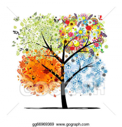 EPS Vector - Four seasons - spring, summer, autumn, winter. art tree ...