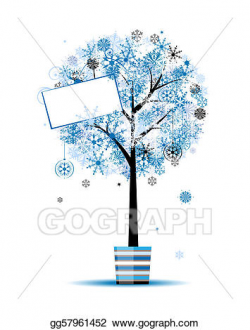 Vector Illustration - Beautiful winter tree in pot for your design ...