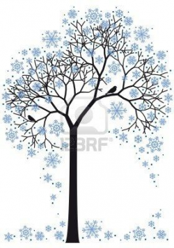 beautiful winter tree with snowflakes, background Stock Photo | Yule ...