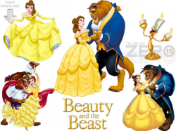 15 Disney Beauty and the Beast Clipart (15 PNG + 15 JPEG + 15 Mirror ...