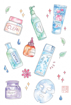 Korean Skincare Routine Sticker Sheet - K-Beauty Watercolor ...