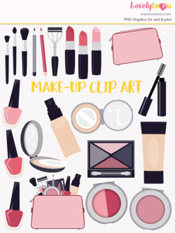 Makeup bag clipart, beauty products, lipstick, nail polish ...