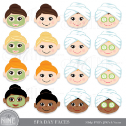 SPA DAY FACES Clip Art Digital Clipart, Instant Download, Beauty ...