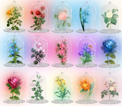 Enchanted Flowers Clipart, digital magic fantasy enchanted glass ...
