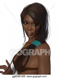 Stock Illustration - Dark skinned beauty portrait. Clipart Drawing ...