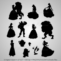 Buy 2 Get 1 Free! Digital Clipart Silhouettes 