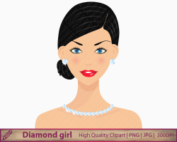 Diamonds girl clipart woman clipart beauty fashion
