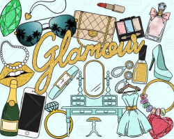 Glamour Clipart Vector Pack, Beauty Clipart, Glam Room Clipart, Makeup  Clipart, Fashion Clipart, Glamour Stickers, SVG, PNG file