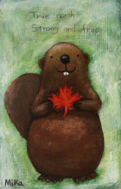 ORIGINAL Illustration Painting Beaver Canadian Woodland by mikaart ...