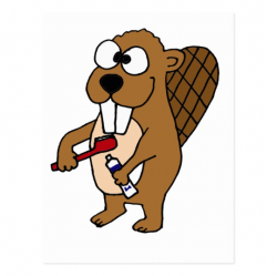 Funny Beaver Brushing Teeth Cartoon Postcard | Zazzle.com