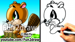 How to Draw Easy Cartoons - How to Draw a Beaver - Draw Animals ...