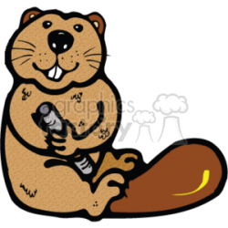 Royalty-Free Cute little beaver holding a piece of wood 129521 ...