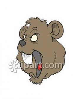 Angry Cartoon Beaver Face - Royalty Free Clipart Picture