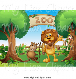 Clipart of a Lion and Happy Beaver Under a Zoo Sign by Graphics RF ...