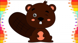 How to Draw Cute Beaver for Kids. Drawing Animals. Step by Step Art ...