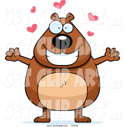 Clip Art of a Chubby Beaver Standing Under Hearts by Cory Thoman ...