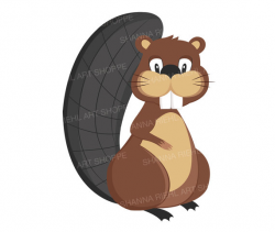 Woodland Friends Beaver Vector Clip Art Commercial Use