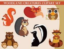 Woodland Animals Teddy Bear Clipart | Commercial Use Squirrel ...