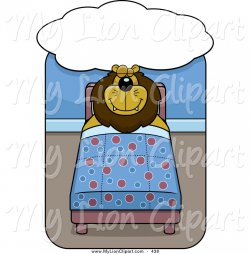 Clipart of a Big Happy Lion Sleeping and Dreaming in a Bed by Cory ...