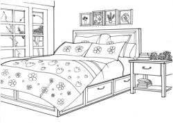 Bedroom in the Provence Style coloring page | Free Printable ...