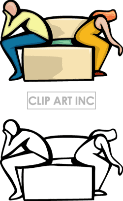 People sitting on their bed clipart