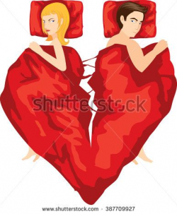 Angry Couple in Bed with Red Heart shaped Blanket | Shutterstock ...