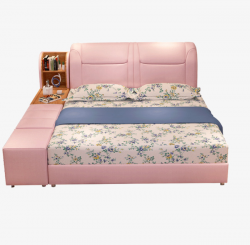 Double Bed Marriage Bed Soft Bed Storage, Modern Leather Bed, Pink ...