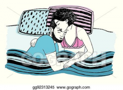 Vector Art - Romantic happy sleeping couple on bed. young people in ...