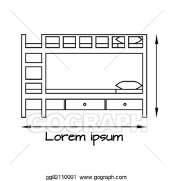 Vector Art - Side view flat illustration of bunk bed . Clipart ...