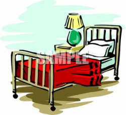 A Metal Twin Bed With A Lamp And Nightstand - Royalty Free Clipart ...