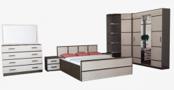 Modern Bedroom Furniture, Bed, Bedside Table, Wardrobe PNG Image and ...