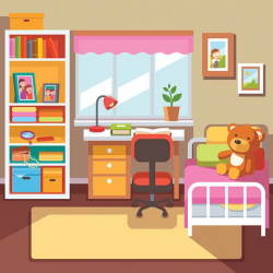 Bedroom clipart childrens bedroom – Pencil and in color .. – kids room