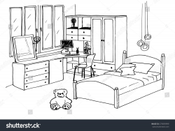 Kids Bedroom Clipart Black And White - Letters