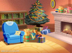 Christmas Cartoon Scene Living Room - Rustic Living Room