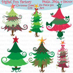 Whimsical Christmas Tree Clip Art Or Nts Drawings Clipart S bedroom ...