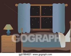 Vector Art - Empty bedroom at night. Clipart Drawing gg57864621 ...