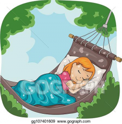 Vector Art - Kid girl sleep hammock illustration. Clipart ...