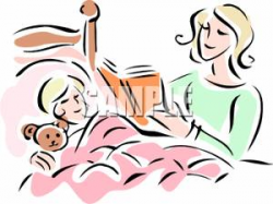 Clipart Image: Mother Reading Bedtime Story To Child In Bed