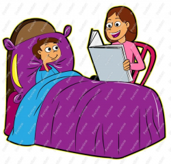 Mom Reading Clip Art | Mother Reading To Son Bedtime Story | Digital ...