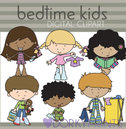 Bedtime Kids Clipart -Personal and Limited Commercial Use- cute kids ...