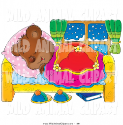 Clip Art of a Cute Bear Cub Hibernating in a Comfortable Bed and ...