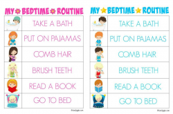 Printable Bedtime Routine Charts | Bedtime routine chart, Routine ...